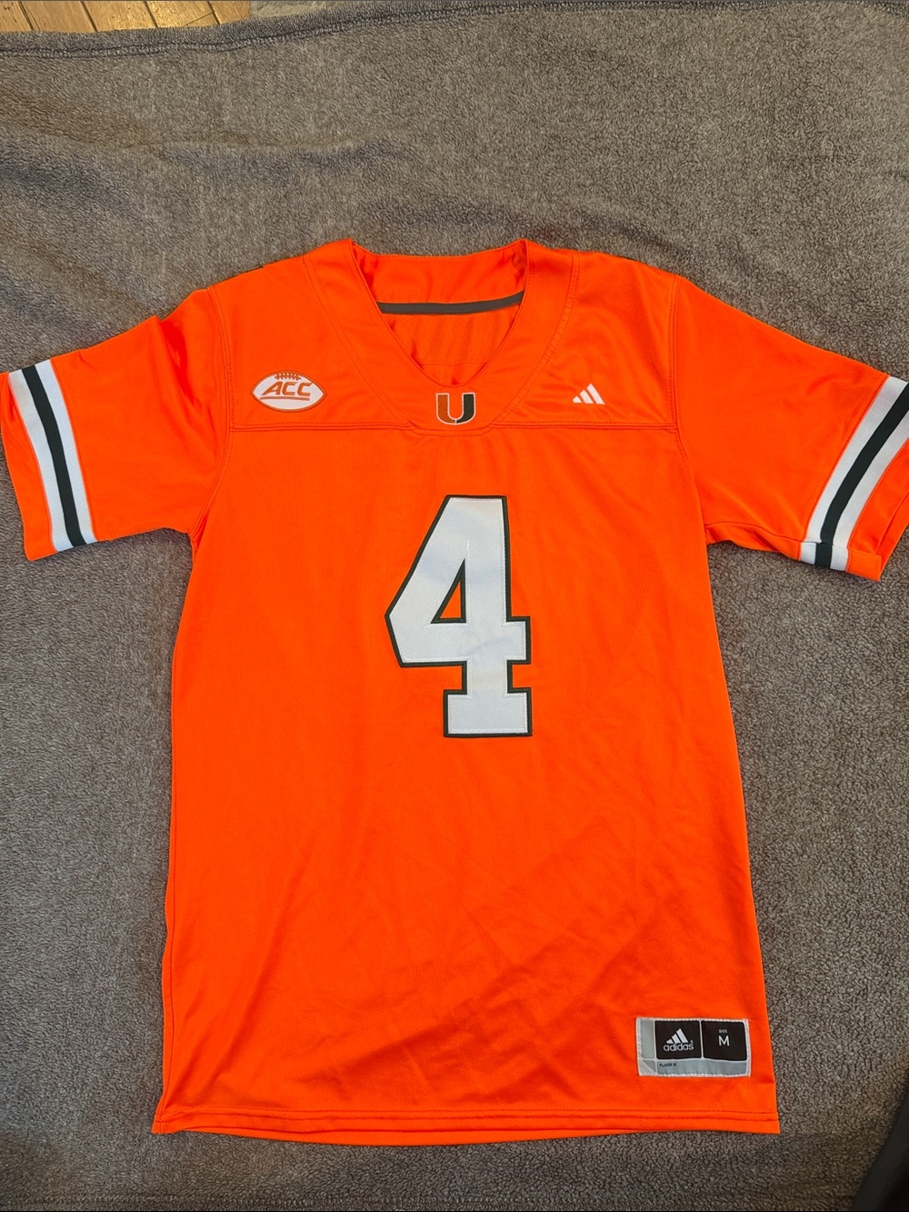 Adidas Orange Miami Hurricanes #4 Football Jersey - Men's
